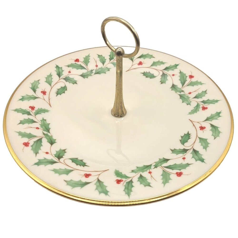 Lenox Holly Berry Dimensions Holiday Terrace Server Dessert Tray Platter 11”